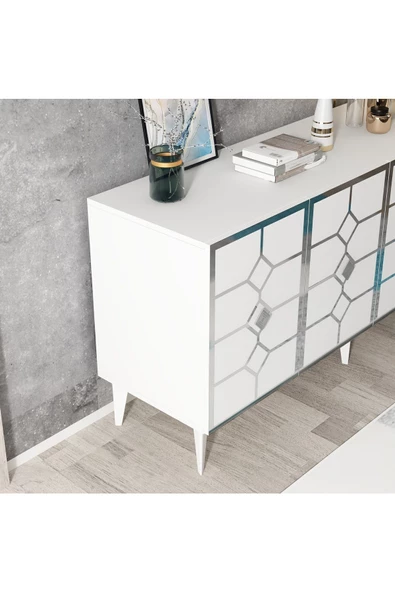 DEMONTE DECOR ÇAĞLAA KONSOL BEYAZ-GÜMÜŞ - 5