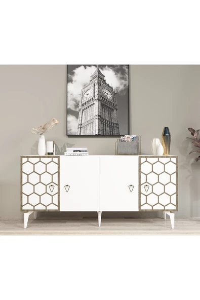 DEMONTE DECOR NARVA KONSOL BEYAZ (CEVİZ DESEN) - 2