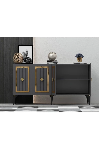 DEMONTE DECOR NORRA KONSOL ANTRASİT-ALTIN - 4