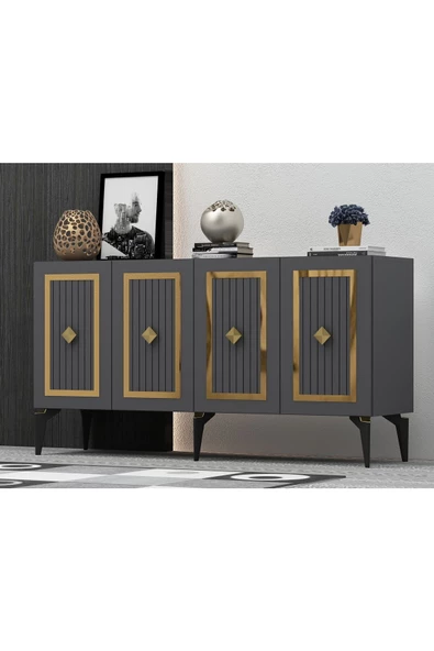DEMONTE DECOR NORRA KONSOL ANTRASİT-ALTIN - 2