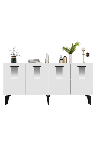 DEMONTE DECOR Asimodh 4 Kapaklı Konsol Safirmeşe Beyaz - 5