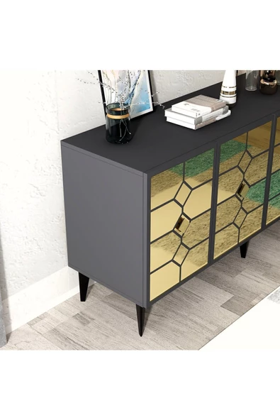 DEMONTE DECOR ADDEN KONSOL ANTRASİT-ALTIN - 5