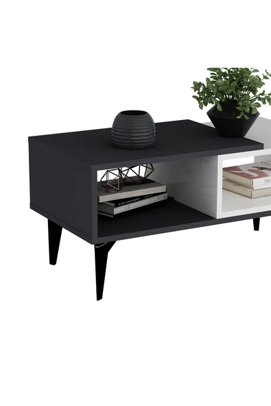 DEMONTE DECOR FLY ORTA SEHPA ANTRASİT-BEYAZ - 2