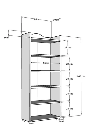 DEMONTE DECOR 6 Raflı Wıse Kitaplık Beyaz - Resim 6