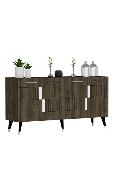DEMONTE DECOR 4 Kapaklı Moda Konsol Ceviz-gümüş - 5