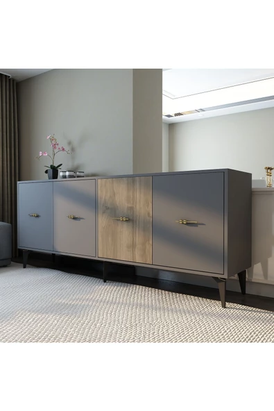 DEMONTE DECOR VERY 180 CM KONSOL (KX180) ANTRASİT-CEVİZ - 2