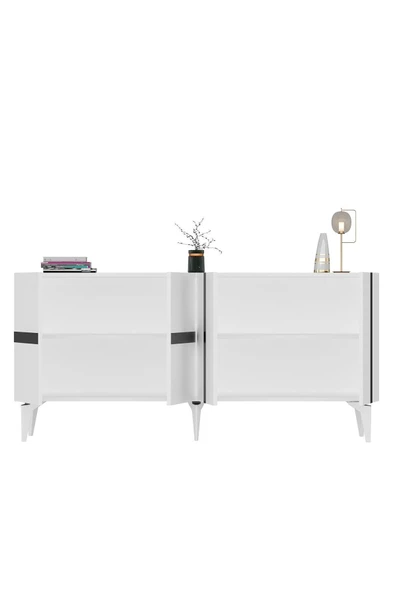 DEMONTE DECOR VANİA KONSOL 4 KAPAKLI BEYAZ-GÜMÜŞ - 6