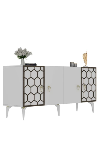DEMONTE DECOR NARVA KONSOL BEYAZ (CEVİZ DESEN) - 6