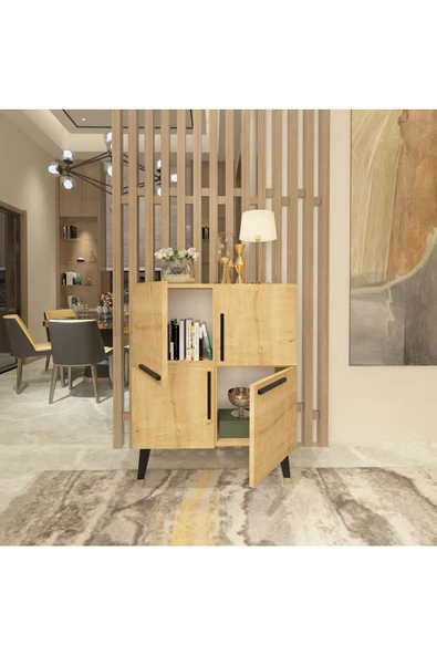 DEMONTE DECOR Mikkra Konsol , Çok Amaçlı Dolap , 4 Kapaklı Safirmeşe - 6