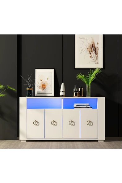DEMONTE DECOR Klein Led Aydınlatmalı Konsol Beyaz - 1