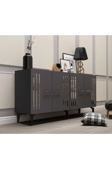 DEMONTE DECOR JUNNES PLEKSİ DESENLİ KONSOL ANTRASİT-GÜMÜŞ - 7