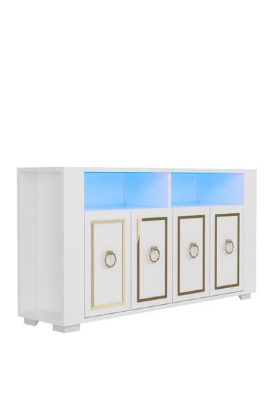 DEMONTE DECOR CALVİNN LED AYDINLATMALI KONSOL BEYAZ-ALTIN - 6