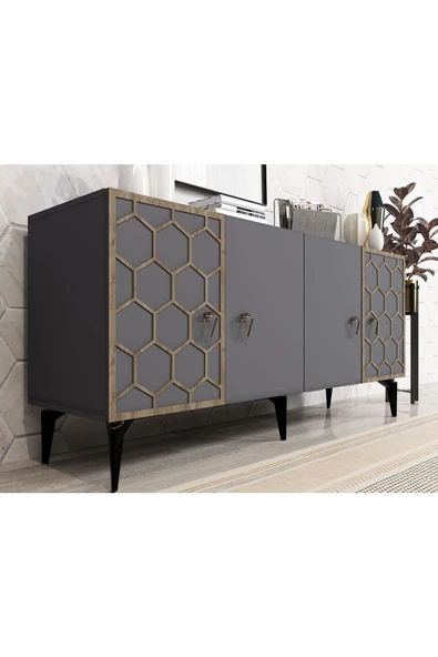 DEMONTE DECOR NARVA KONSOL ANTRASİT (CEVİZ DESEN)