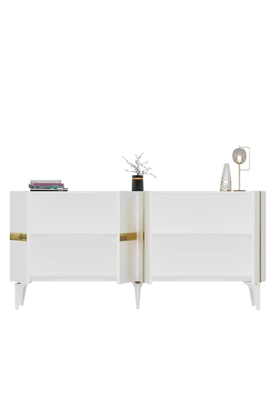DEMONTE DECOR VANİA KONSOL 4 KAPAKLI BEYAZ-ALTIN - 6