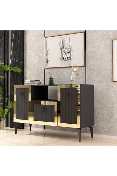 DEMONTE DECOR LINDA KONSOL ANTRASİT-ALTIN