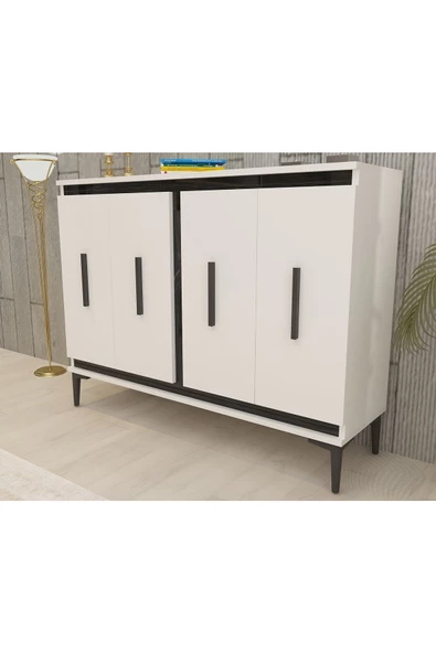 DEMONTE DECOR NİTTRA KONSOL 4 KAPAKLI , 10 RAFLI BEYAZ-ROYALMERMER - 3