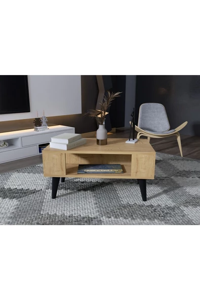 DEMONTE DECOR 3 Raflı Akbe Orta Sehpa Safir Meşe