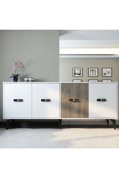 DEMONTE DECOR CHERRY 180 CM KONSOL(KX180) BEYAZ-CEVİZ