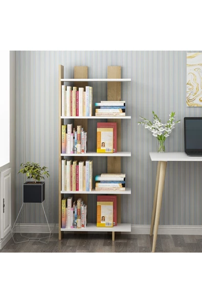 DEMONTE DECOR Elas Kitaplık Safirmeşe Beyaz
