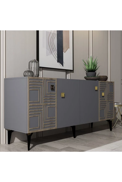 DEMONTE DECOR OSSO KONSOL ANTRASİT (CEVİZ DESEN) - 2