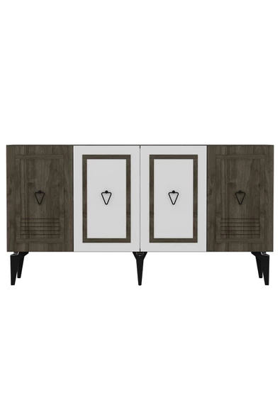 DEMONTE DECOR ASYA KONSOL 4 KAPAKLI RAFLI CEVİZ-BEYAZ - 4