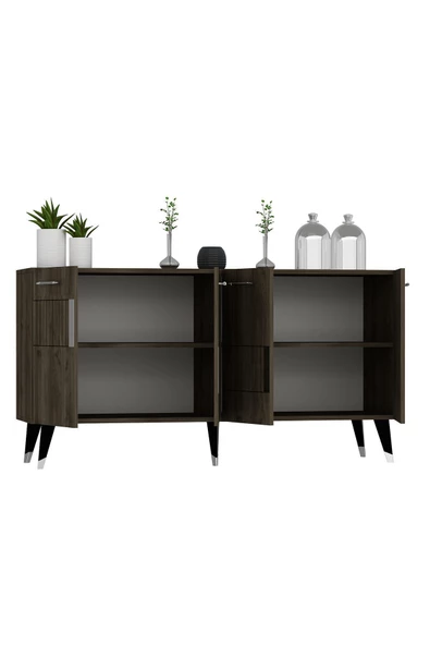 DEMONTE DECOR 4 Kapaklı Moda Konsol Ceviz-gümüş - 6