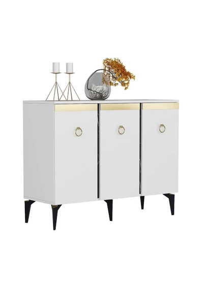DEMONTE DECOR Ada Konsol Beyaz-royalmermer-altın - 2