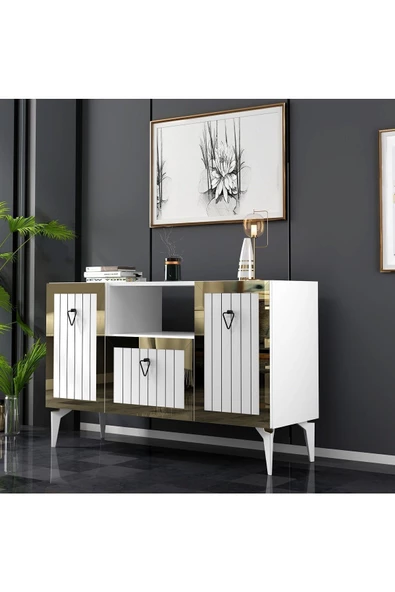 DEMONTE DECOR LİNDA KONSOL BEYAZ-ALTIN