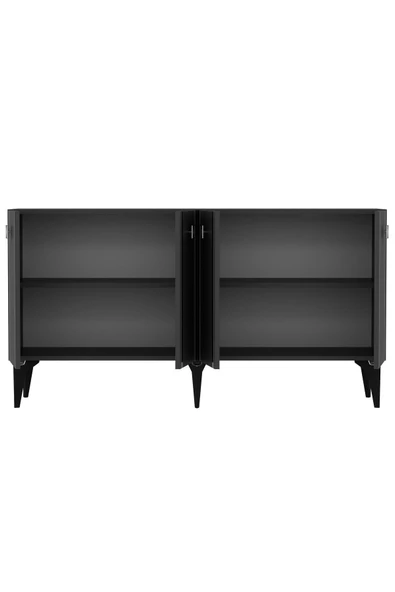 DEMONTE DECOR DORUK KONSOL 4 KAPAKLI RAFLI ANTRASİT GÜMÜŞ - 5