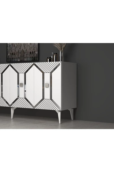 DEMONTE DECOR YUMEDİ MODERN KONSOL BEYAZ-GÜMÜŞ - 3