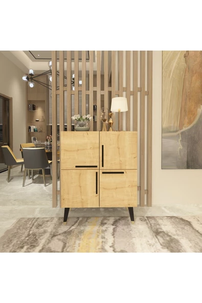 DEMONTE DECOR Mikkra Konsol , Çok Amaçlı Dolap , 4 Kapaklı Safirmeşe - 1