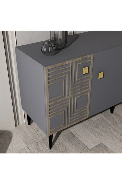DEMONTE DECOR OSSO KONSOL ANTRASİT (CEVİZ DESEN) - 3