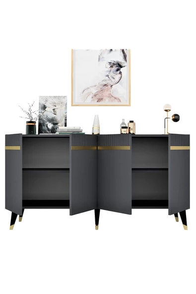 DEMONTE DECOR DEFFNE KONSOL ANTRASİT-ALTIN - 5