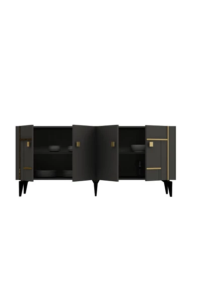 DEMONTE DECOR MADERA KONSOL ANTRASİT-ALTIN - 6