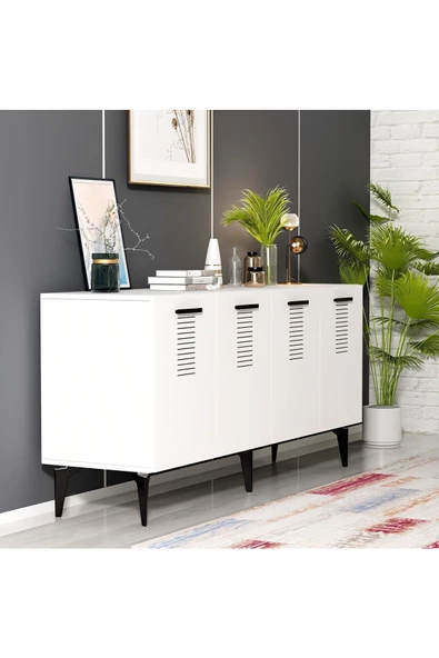 DEMONTE DECOR Asimodh 4 Kapaklı Konsol Safirmeşe Beyaz - 2