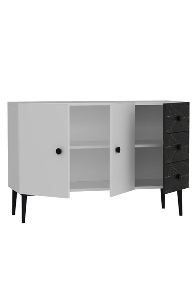 DEMONTE DECOR 3 Kapaklı Avatar Konsol, Çok Amaçlı Dolap, Ayakkabılık Beyaz-royalmermer - 4