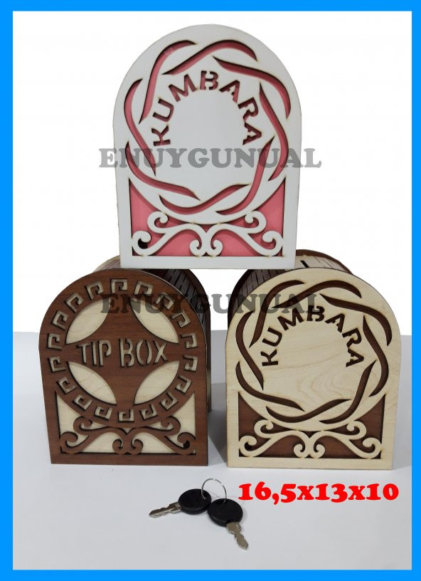 AHŞAP KUMBARA TİP BOX DEKORATİF AHŞAP ANAHTARLI SADAKA KUTUSU - 3