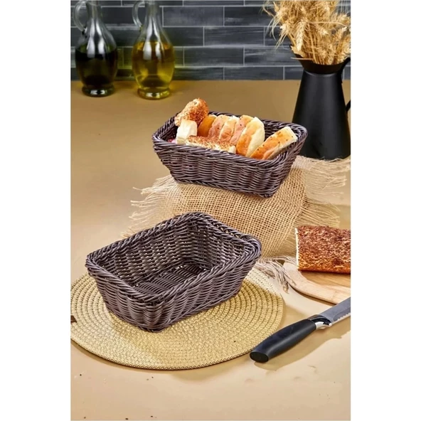 COOKER EKMEK SEPETİ DİKDÖRTGEN HASIR GÖRÜNÜMLÜ YK1453 9139
