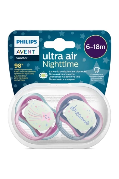 Philips Avent Ultra Air Gece Emziği 6-18 Ay 2'li Kız Scf376/14