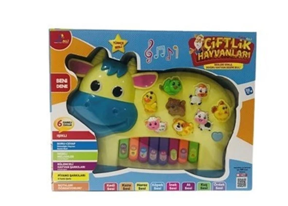 Can Ali Toys Türkçe Hayvan Sesli Piyano Sarı İnek CNLS2222