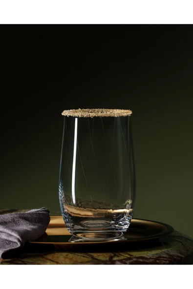 Madame Coco Lucinda Optikli 4'lü Kristal Meşrubat Bardağı Seti - 380ML - Resim 2