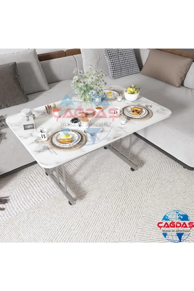 Tekerlekli Masa Orta Sehpa 70x110 Cm Metal Ayak - 2