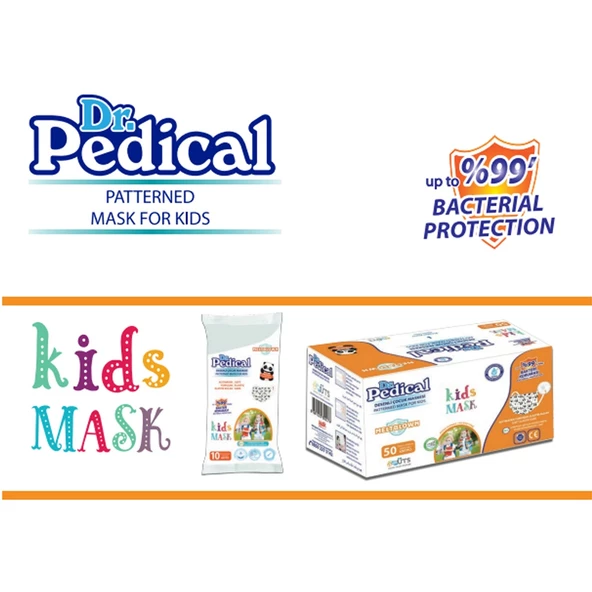 Dr. Pedi̇cal Desenli̇ çocuk Maskesi̇ 50 Adet Paket (5 Adet)