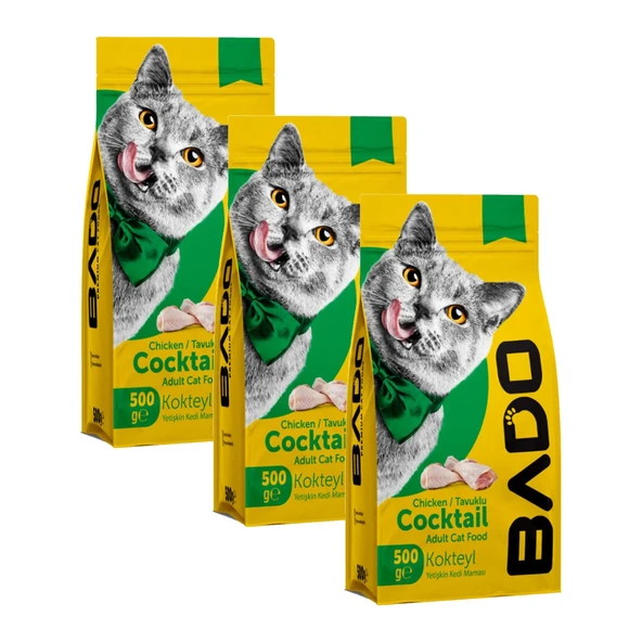Bado Kedi Maması Kokteyl Yetişkin Kuru 500 gr x 3 Adet