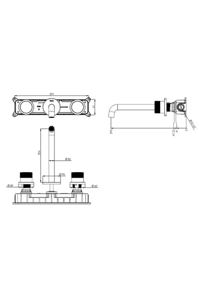 Teska Tria Lavabo Bataryası-Krom - 3