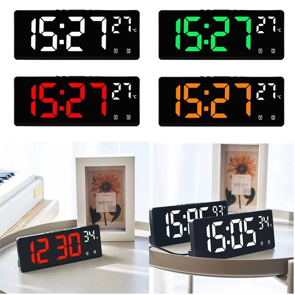 Alfalink Dereceli LED Dijital Masa Saati Termometre Alarm Takvimli Turuncu - 5