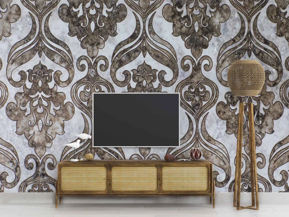 Motifli Mermer Desenli Duvar Kağıdı - 3