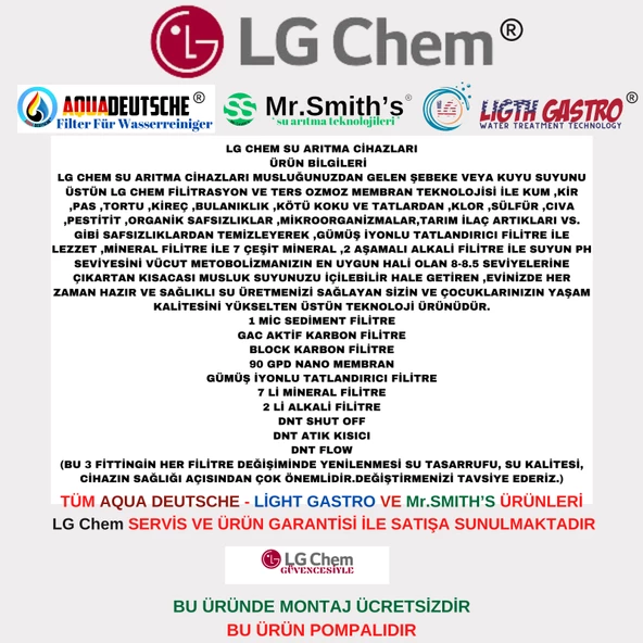 LG Chem GOLD SİYAH KIRMIZI POMPALI MONTAJ DAHİL 12 LİTRE 7 FİLTRE 14 AŞAMA SU ARITMA CİHAZI - 7