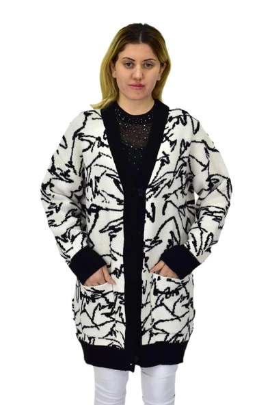 Kadın Leopar Desen Cepli Hırka 7631 BGL-ST04080 - Resim 2