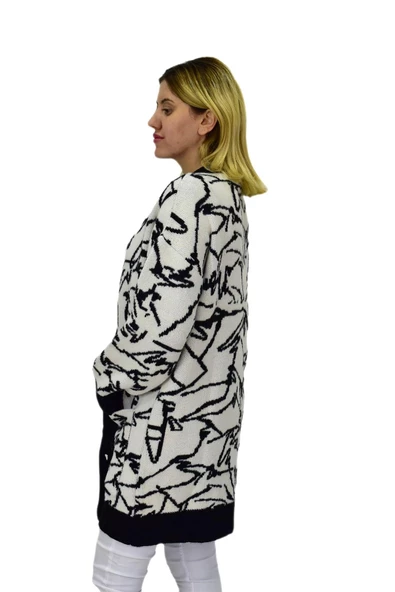 Kadın Leopar Desen Cepli Hırka 7631 BGL-ST04080 - Resim 4